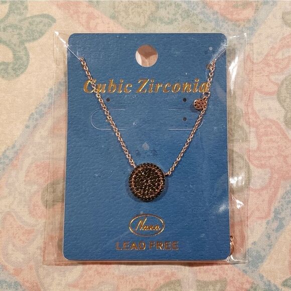 Black CZ Circle Necklace - Picture 2 of 3